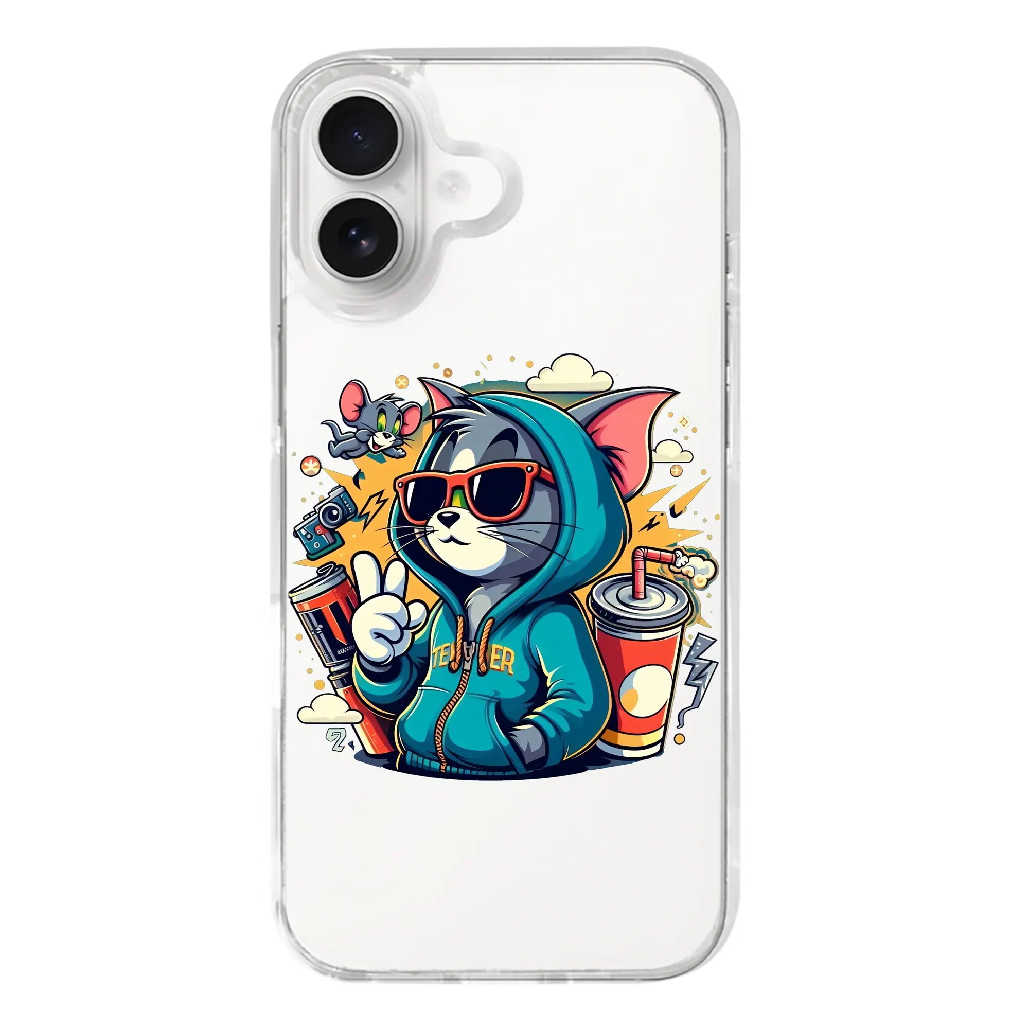 トムとジェリー グッズ トム - iPhone 17シリーズ 透明スマホケース – 薄型・耐衝撃・精密フィット保護カバー